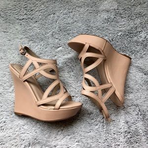 BAMBOO nude wedges 7